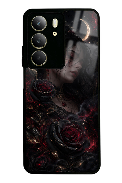 Spoyi Realme C75 Glossy Phone Case with Crimson Moon Rose Design