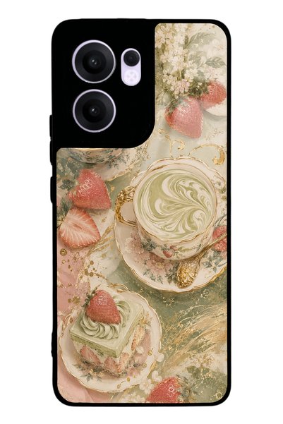 Spoyi Oppo Reno 13F Sage Strawberry Matcha Design Glossy Phone Case