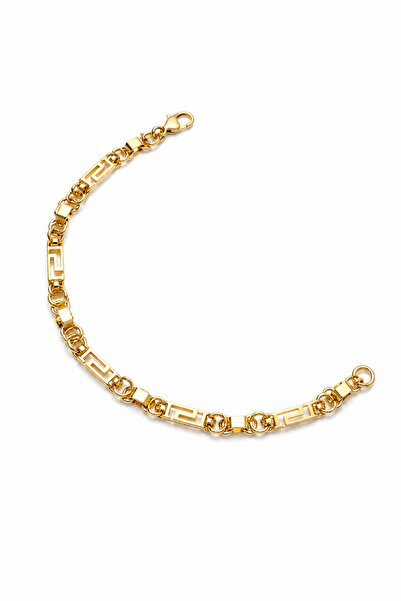 Balenbi Jewelry 14K Gold Renk Grek Desenli Çelik Bileklik Kararmaz Premium Ka...