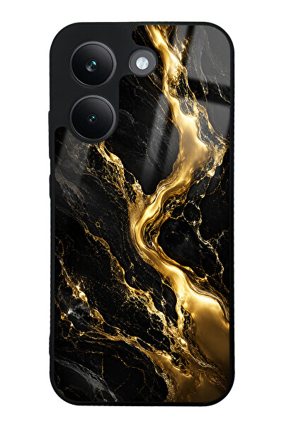 Spoyi Xiaomi Poco X8 Pro Obsidian Gold Flow Tasarımlı Glossy Telefon Kılıfı