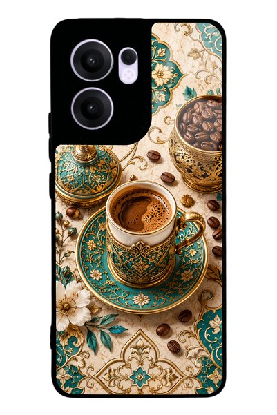 Spoyi Oppo Reno 13F Turquoise Ottoman Coffee Design Glossy Phone Case