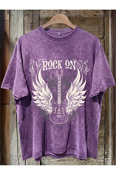 Toum Rock on Printed Washable Vintage Unisex Oversize T-Shirt