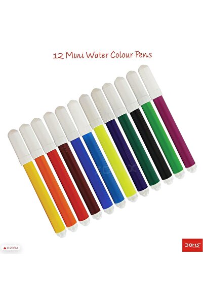 doms 12 Aqua Mini Water Colouring Pens - Pens - Unique Push Resistant Tip