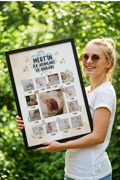 ÇELİKLER HEDİYE Kişiye Özel İlk Yılım Anı Çerçevesi Bebek Aylık Fotoğraf Kola...