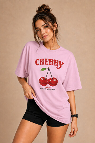 FECCY Tricou Premium Cherry Unisex Oversize pentru femei Tricou oversize din ...