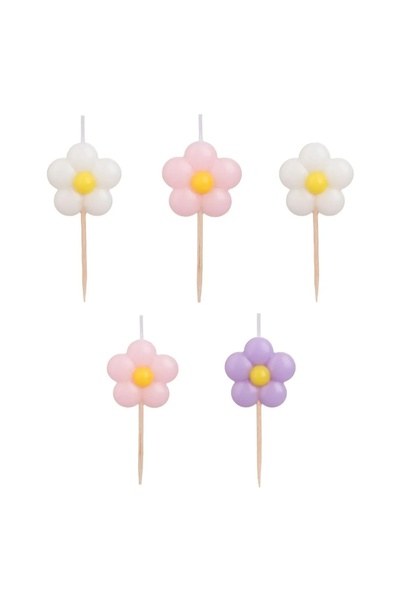 Baloane Vesele Set 5 Lumanari Aniversare Margarete Pastel LMR38