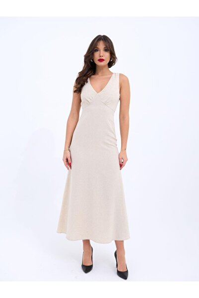 Livizmir Moda 7124 فستان-بيج