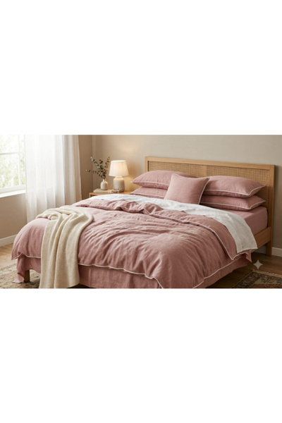 OEM Solid Color powder pink Duvet Cover Set Top Bottom Set with vipusca 7 pie...