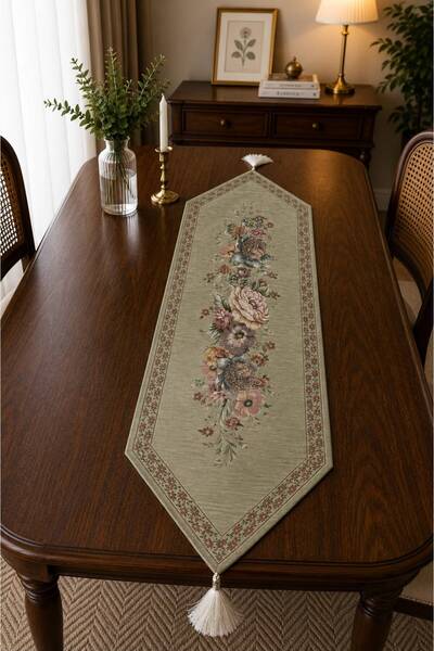 Yeshome Collection Vintage Bouquet 35X140 Tasseled Woven Tapestry Runner
