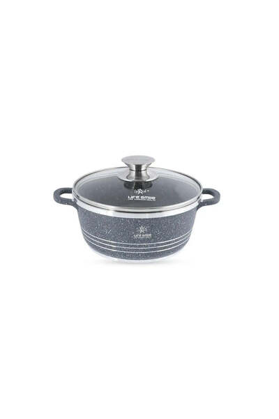 Lifesmile Life Smile 20 cm Oven-Safe Granite Coating Cooking Pot with Glass L...