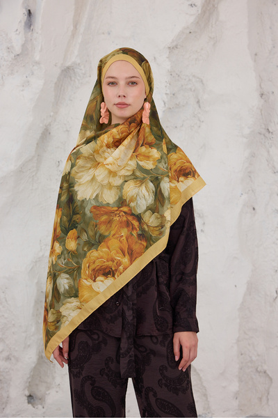 Mira İpek Summer Garden Series Patterned Cotton Soft Shawl Women's Colorful S...