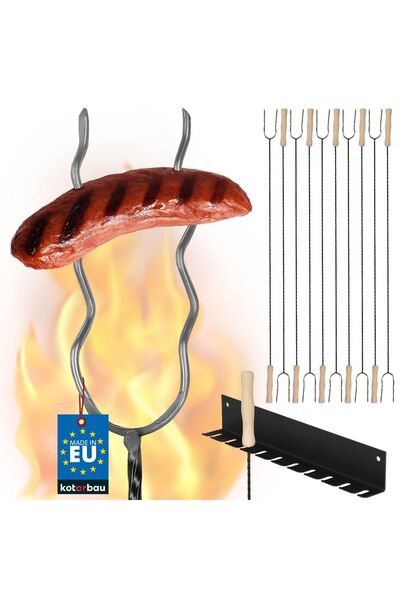 KOTARBAU Furci de grătar cu două vârfuri, pentru grătar și foc de tabără, cu ...