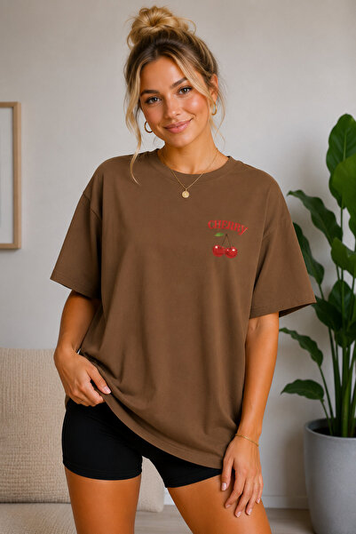 FECCY Premium Cherry unisex oversize ženska majica pamučna oversize majica
