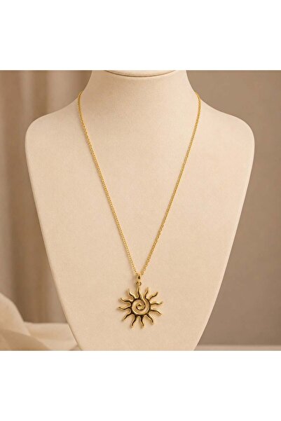 KAYANCLICK Stainless Steel Necklace with Embossed Sun Pendant