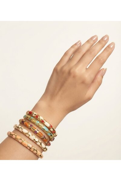 KAYANCLICK Flower and Bead Engraved Stainless Steel Bracelets