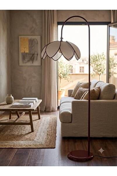 Emg DesiGn Lale Başlıklı Lambader Hareketli Başlık Modern Dekoratif Oturma Od...
