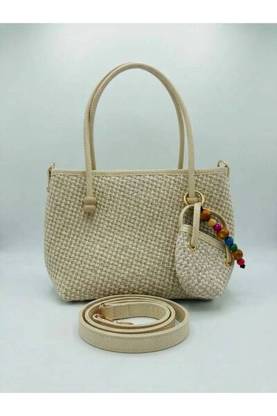 Satuna Lined Straw Bag - Long Strap, Mini Wallet, Colorful Beads 25Cmx32Cm
