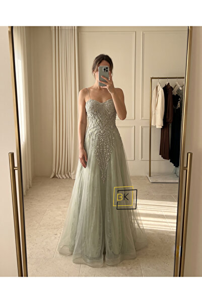 Generic Corset Evening Gown with Extended Floral Appliques and a Dreamy Tulle...