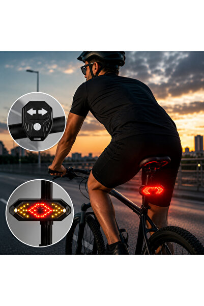 MultiZone Bisiklet LED Arka Lambası Kablosuz Kumandalı Stop ve Sinyal Lambası...