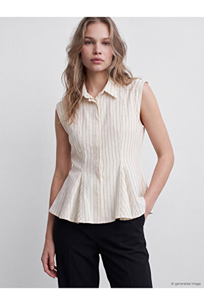 LC Waikiki Striped Pleated Women's Shirt from Uzg Store for Style Enthusiasts