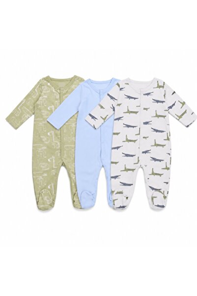 PALM PEANUTS 3-Piece Baby Footed Sleeper Romper Set – Soft Cotton Long Sleeve...