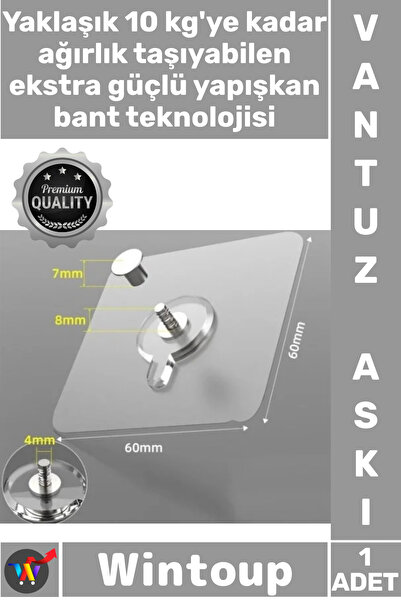 Wintoup # Hanger Transparent Self-Adhesive Waterproof Rustproof 10 kg Capacit...