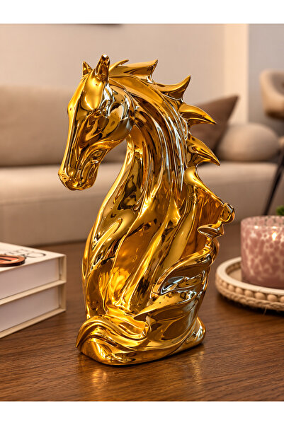 ESTRO D’ARTE Gold Krom At Heykeli | Modern Dekoratif Masa Objesi Şaraplık | 2...