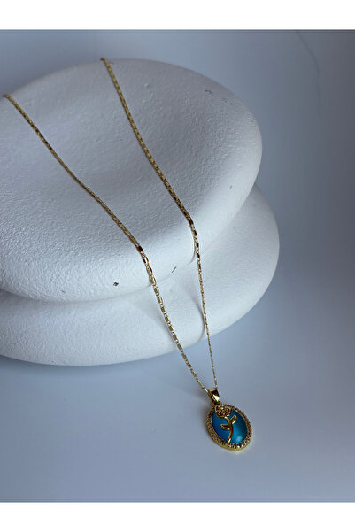 BHR AKSESUAR Gold Color Flower Detailed Necklace (55 cm)