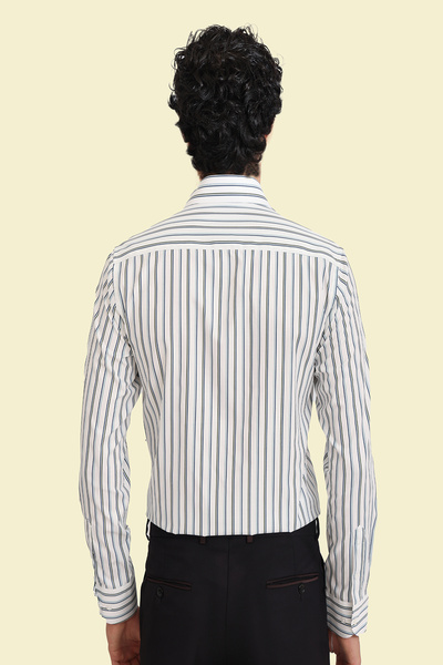 Picuardo Erkek Slim Fit Çizgili Pamukluk Kolay Ütülebilen İtalyan Yaka Gömlek