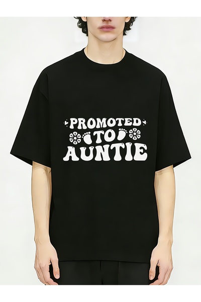 En22 Family Humor Promoted to Auntie Men Cotton T-shirts Round Neck Short Sle...