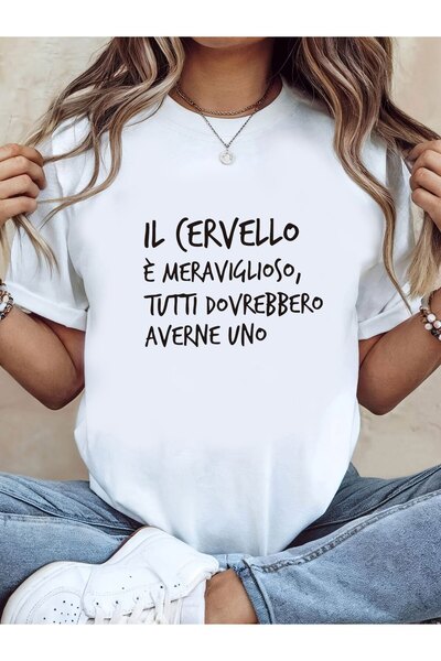 01THEONE Women's Phrase T-Shirt "The Brain Is Wonderful Everyone Should Have ...