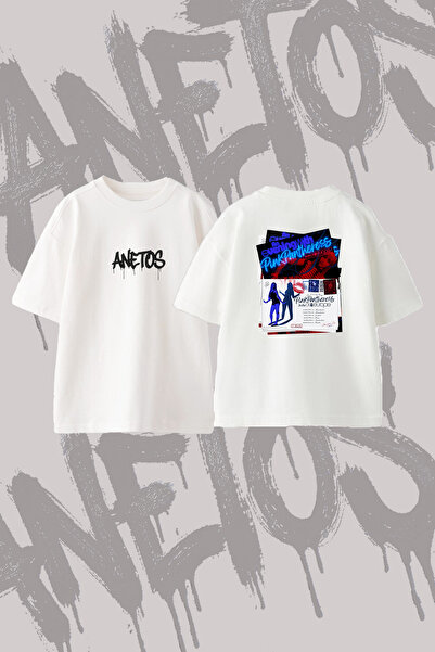 Anetos Pinkpantheress_1 Design Back Printed Cotton White Oversize T-Shirt