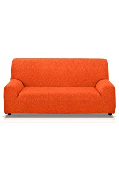 McDecor Ελαστικό Κάλυμμα Καναπέ Τετραθέσιου με Κυματιστό Σχέδιο Πορτοκαλί -