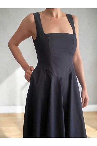 FK PYNAPPEL Waist Flounce Poplin Midi Dress