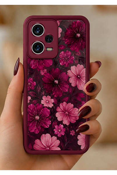 UnDePlus Xiaomi Redmi Note 12 Pro 5G Kılıf Kamera Çıkıntılı Renkli Çiçek Kaba...