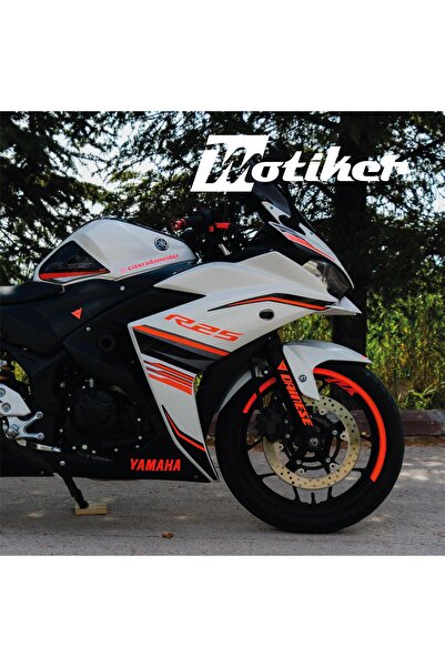 Motiker Yamaha YZF R25 Orjinal Tasarım Neon Turuncu Sticker Etiket Modeli 2017