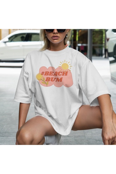 Grafftee Clothing Μπλουζάκι με στάμπα Beach Bum, Unisex, Oversize