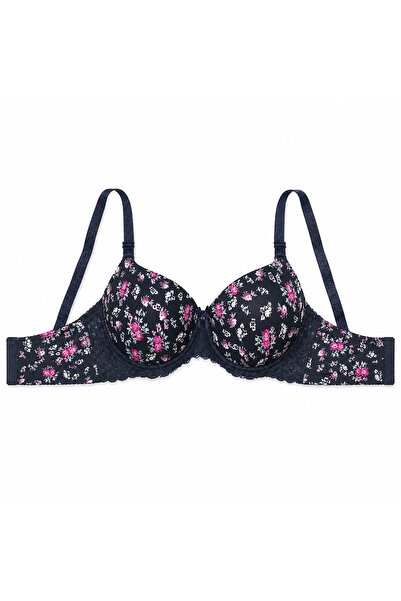 Generic Women's Floral Print Bra with Lace Detail