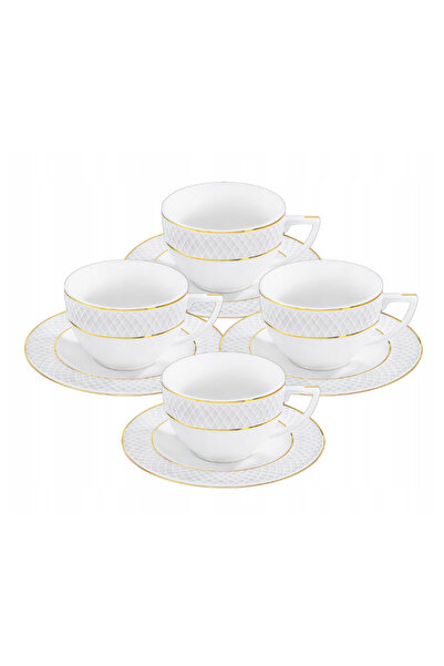 WILMAX ENGLAND Set 4 cești cafea porțelan alb cu margine aurie, 170 ml, Wilmax