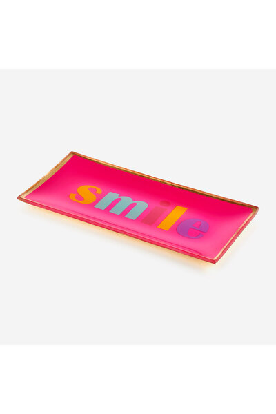 GIFT COMPANY Pink Glass Smile Decorative Plate 10X0,8X21 cm