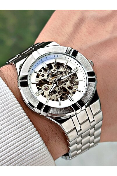 DAVID GUNER Automatic Mechanical Silver Color Steel Cord Men Wristwatch Dg8710Mr