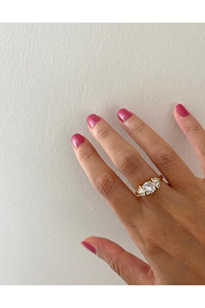 XUPING JEWELRY خاتم ذهبي أنيق قابل للتعديل من Xuping مرصع بالأحجار في المنتصف