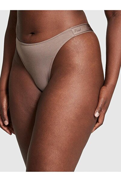 PINK Logolu Pamuklu Derin Bacak Kesim Tanga
