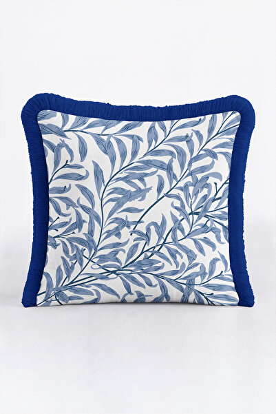 Evimde Bambaşka Leaf Patterned Elegant Fringed Pillowcase-Botanical Bohemian ...
