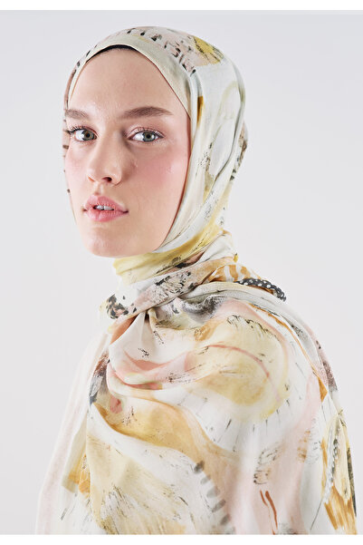 Freshscarfs Artful Strokes Pattern Hemp Viscose Shawl Salmon