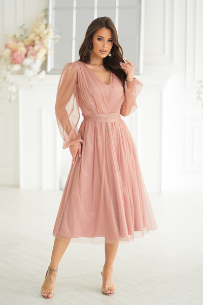 OEM Rochie Dama Midi Eleganta Bicotone Camel - Model 269-28