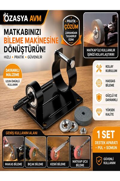 Özasya AVM Elektrikli matkaba taş bağlama standı ve 70x20mm bileme taşı