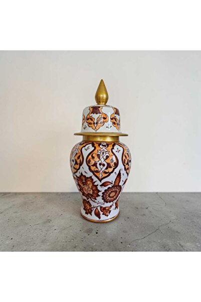 sema çini Handmade 25 cm Şahküp Vase with Gold Gilding