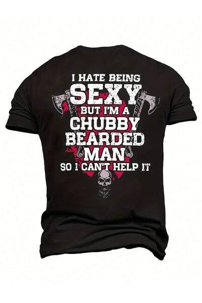 LUMSHİNE Oversize Beared Man Printed Crew Neck T-Shirt