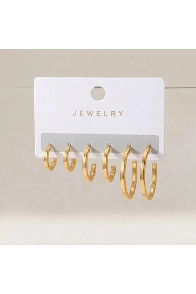JEWELRY 3-Piece Hoop Earring Set (Gold / Silver)